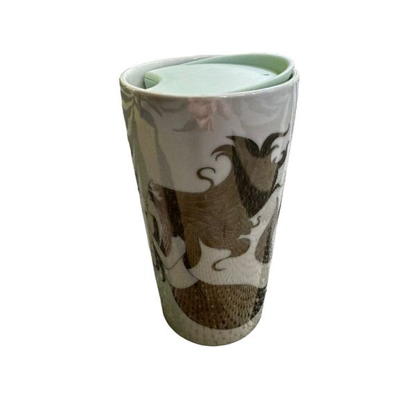 Starbucks 21 twin-tailed siren Logo Ceramic Travel Mug with Lid 12 oz - Picture 1 of 5